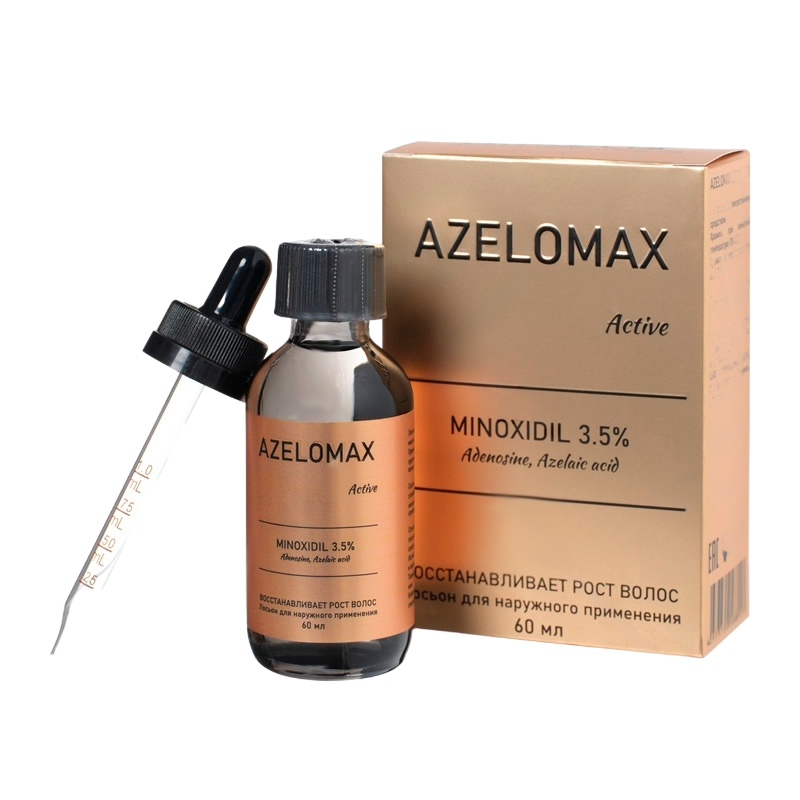 Лосьон для стимуляции роста волос Azelomax Active 3.5% (Азеломакс Актив), 60мл, Boosh Cosmetics, Россия